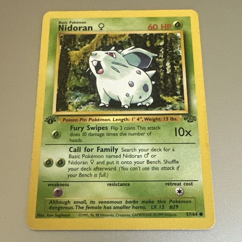 Pokemon TCG WOTC Jungle 1st Edition Nidoran 57/64 Common LP